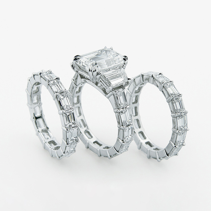 Handmade platinum and diamond ring set